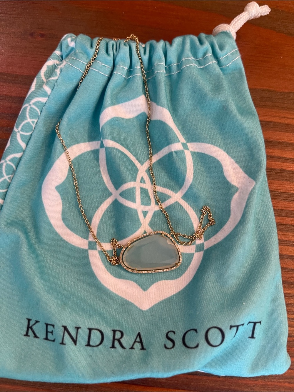 Kendra Scott Gold Necklace with Aqua Stone